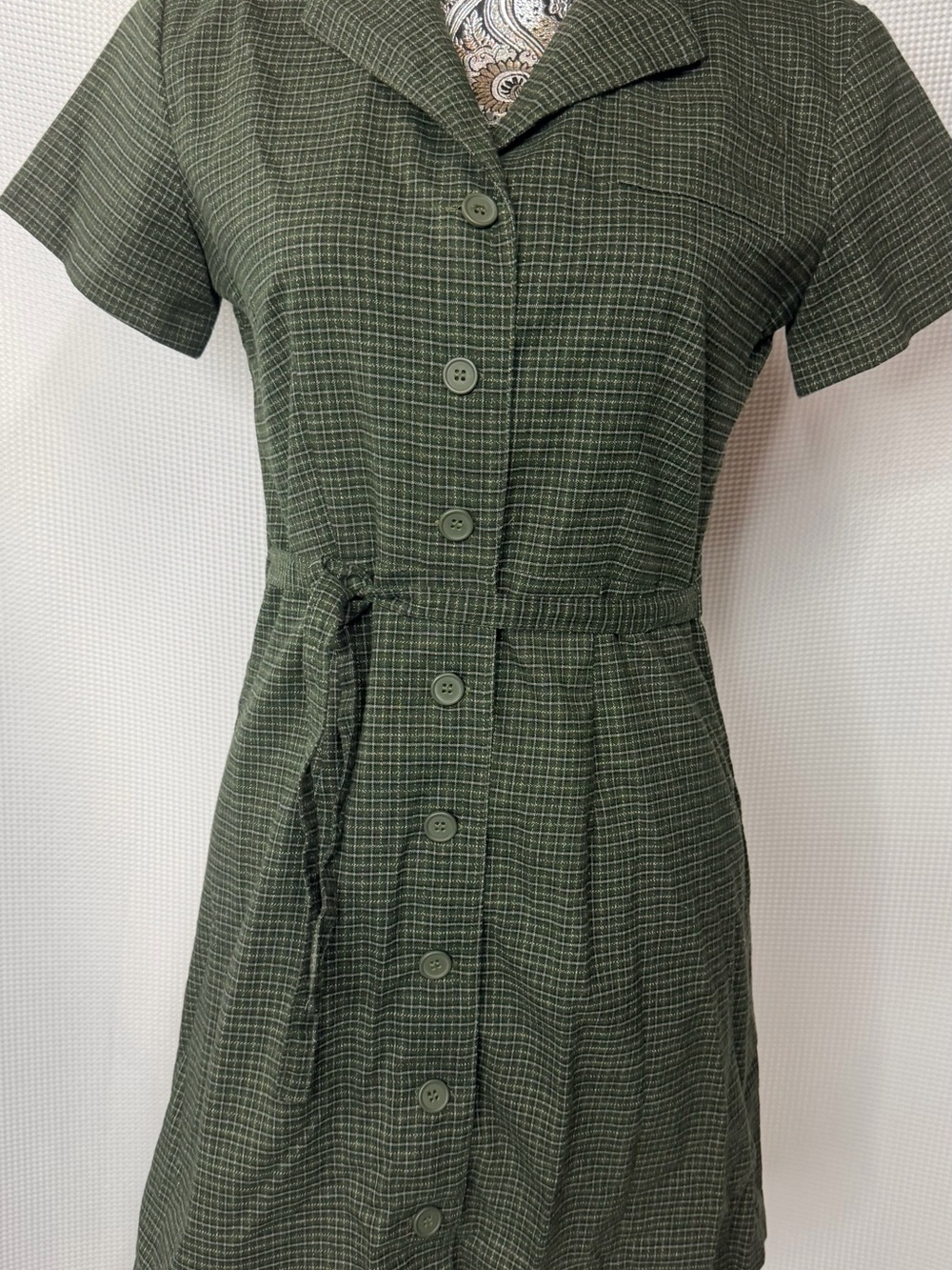 Brandy Melville Olive Green Button-Front Mini Dress